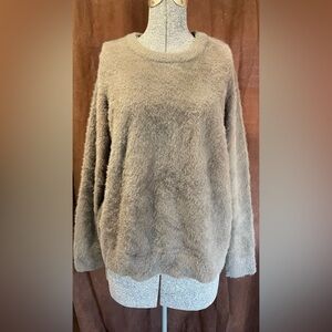 Lucky Brand Women's Magnet Gray Long Sleeve Crew Neck Eyelash Knit Sweater  Sz L